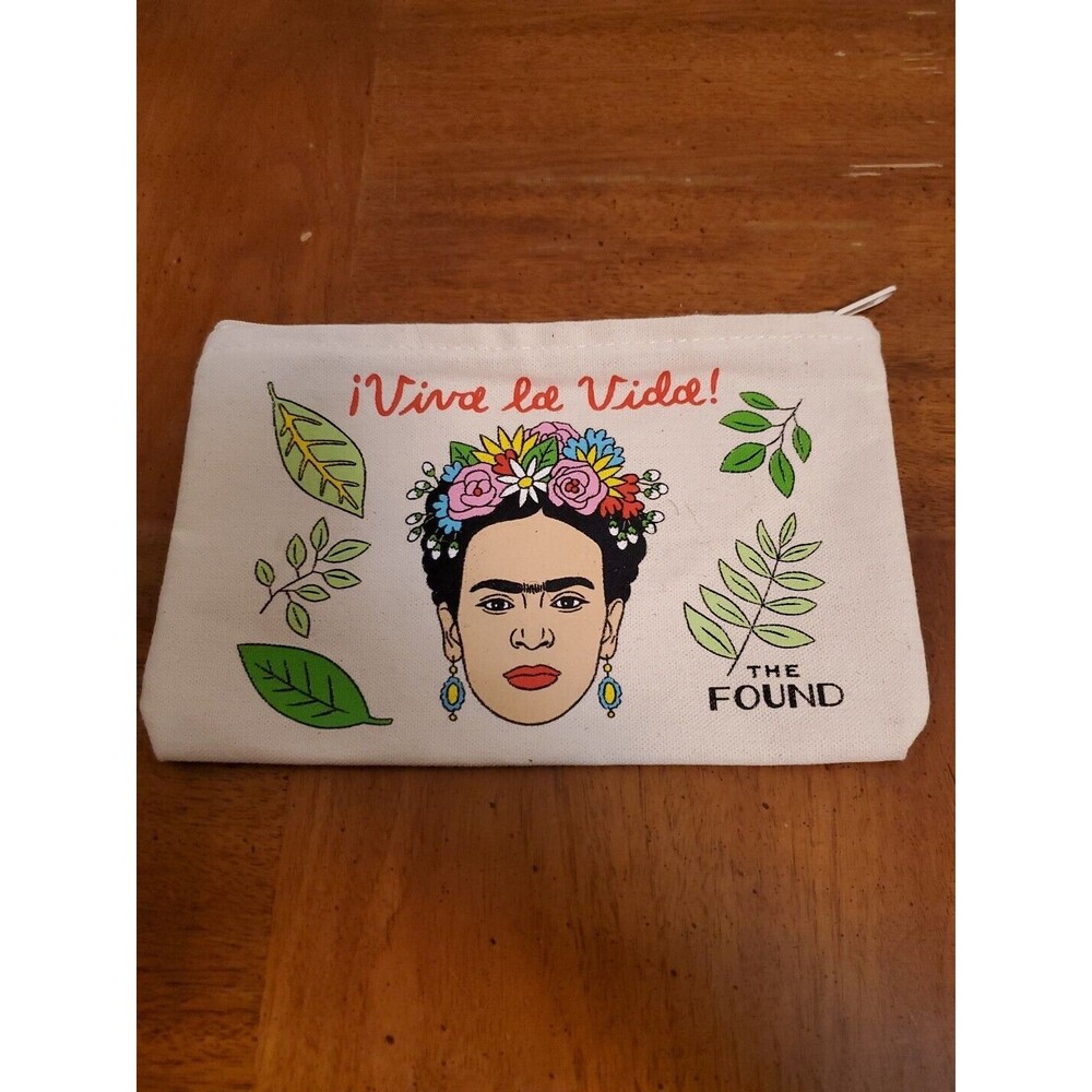 Frida Khalo Canvas Screen Printed Make Up Tote Bag Pencil Pouch By The Found